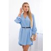 Dámske košeľové šaty Stela bledomodré- elegantné mini šaty do práce aj na oslavu