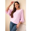 Dámsky sveter s krátkym rukávom Uršula bledofialový- štýlový pulover s netopierými rukávmi