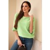 Dámsky sveter s krátkym rukávom Uršula bledozelený- štýlový pulover s netopierými rukávmi