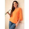 Dámsky sveter s krátkym rukávom Uršula oranžový- štýlový pulover s netopierými rukávmi