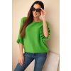Dámsky sveter s krátkym rukávom Uršula zelený- štýlový pulover s netopierými rukávmi