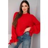 Dámsky sveter Volar červený- objemný oversize sveter s volánom na rukáve