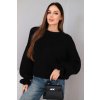 Dámsky sveter Volar čierny- objemný oversize sveter s volánom na rukáve
