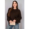 Dámsky sveter Volar hnedý- objemný oversize sveter s volánom na rukáve