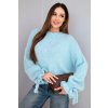 Dámsky sveter Volar modrý- objemný oversize sveter s volánom na rukáve