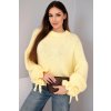 Dámsky sveter Volar žltý- objemný oversize sveter s volánom na rukáve