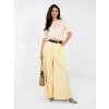 Široké elegantné nohavice Karoll bledo žlté (Farba bledá žltá, Veľkosť univerzálna)