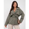 Dámsky prechodný kabát Maxa kaki- elegantný jarný trenčkot