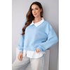 dámska mikina s košeľovou vsadkou Cansu bledá modrá