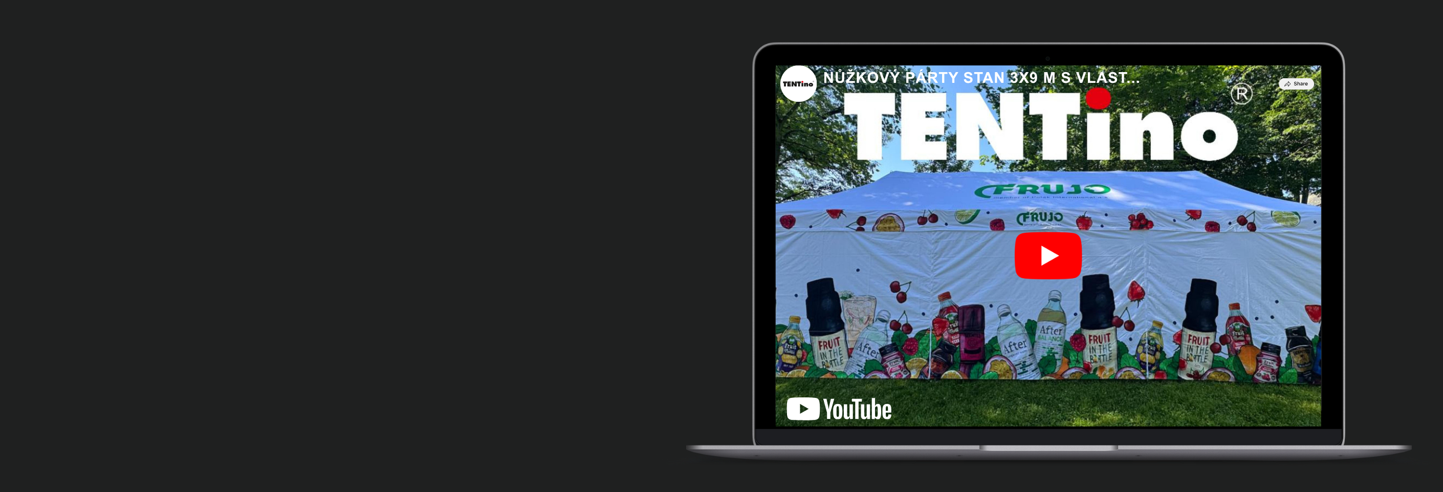 Video nůžkový párty stan 3x9 m s vlastním potiskem