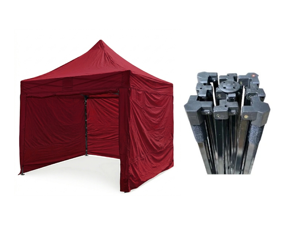 Nůžkový párty stan 3x3 m STEEL HEXAGON Barva opláštění (Zvolte variantu): 7A - ČERVENÁ