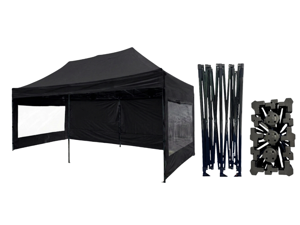 Nůžkový párty stan 3x6 m /6 noh STEEL HEXAGON Barva opláštění (Zvolte variantu): 11A - ČERNÁ