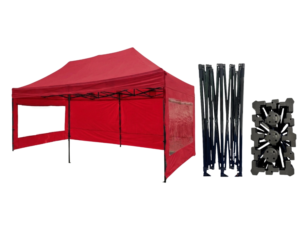 Nůžkový párty stan 3x6 m /6 noh STEEL HEXAGON Barva opláštění (Zvolte variantu): 7A - ČERVENÁ