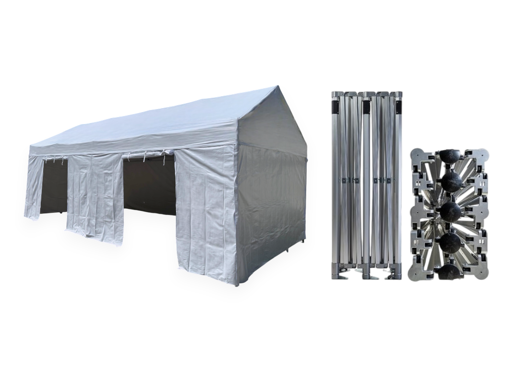 Nůžkový párty stan 4x8 m GABLED PVC Barva opláštění (Zvolte variantu): 1A - BÍLÁ