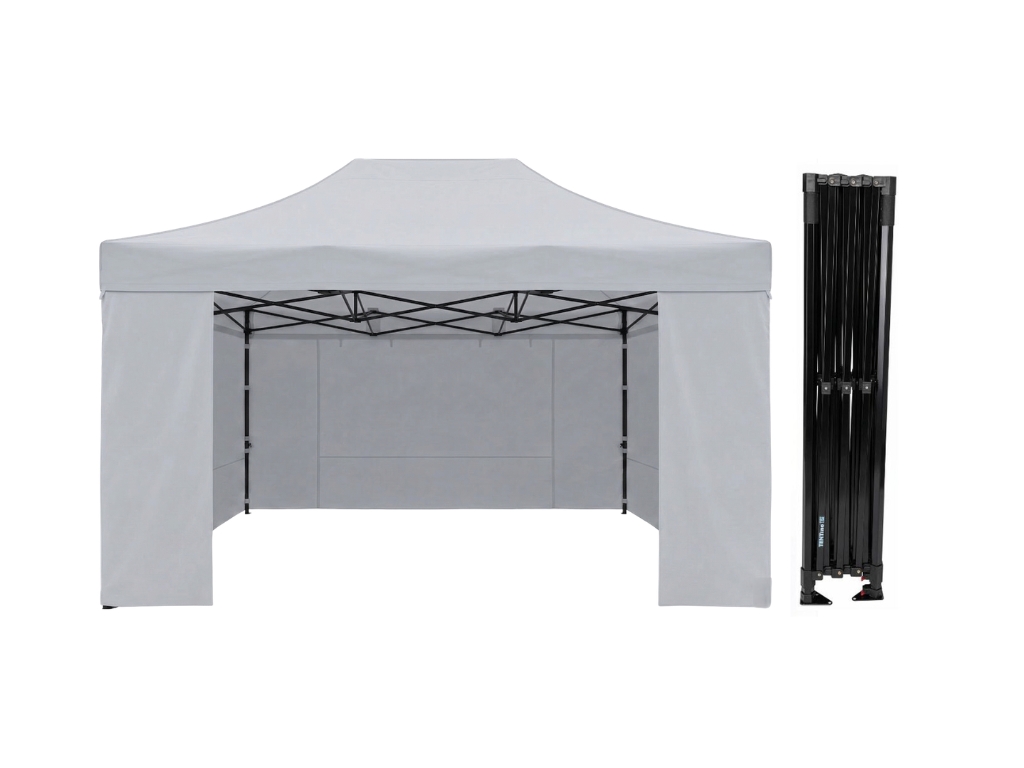 Nůžkový párty stan 3x4,5 m STEEL HEXAGON Barva opláštění (Zvolte variantu): 5A - ŠEDÁ