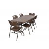 výhodný zahradní set stůl imitace dřeva 180x76 půl + 6x židle
