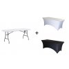 AKCE! Skládací stůl 183x76 cm WHITE PŮLENÝ + ubrus BASIC ZDARMA
