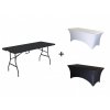AKCE! Skládací stůl 183x76 cm BLACK PŮLENÝ + ubrus BASIC ZDARMA