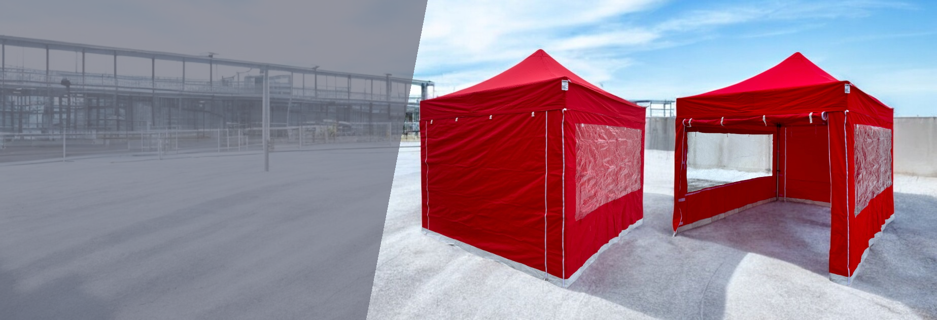 Nůžkové stany s okny