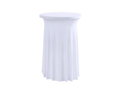 fehér terítő szegélyléc álló bisztróasztalhoz