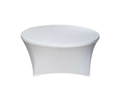 rugalmas terítő kerek esküvői asztalhoz, fehér