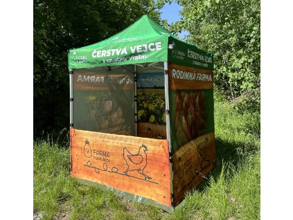 SZETT - Ollós partisátor 2x2 egyoldalas nyomtatással (Építési típus BIG HEXAGON, NYOMTATÁS - tető + oldalfalak střecha + 3x bočnice, Poliészter súly 230 g/m2)