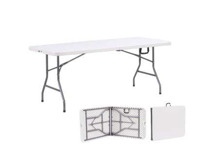 Összecsukható műanyag vendéglátóasztal 180 America félbevágott asztallappal