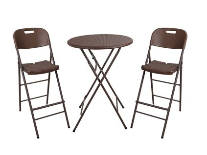 ELŐNYÖS SZETT - Bisztróasztal + 2x bárszék - RATTAN UTÁNZAT