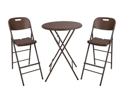 VÝHODNÝ SET - Bistro stôl + 2x bar. stolička- IMITÁCIA RATANU