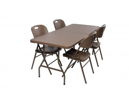 TENTino výhodný záhradný set rattan stôl + 4x stolička