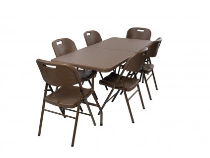 TENTino výhodný záhradný set rattan stôl + 6x stolička