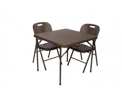 TENTino výhodný záhradný set rattan stôl 86x86+ 2x stolička