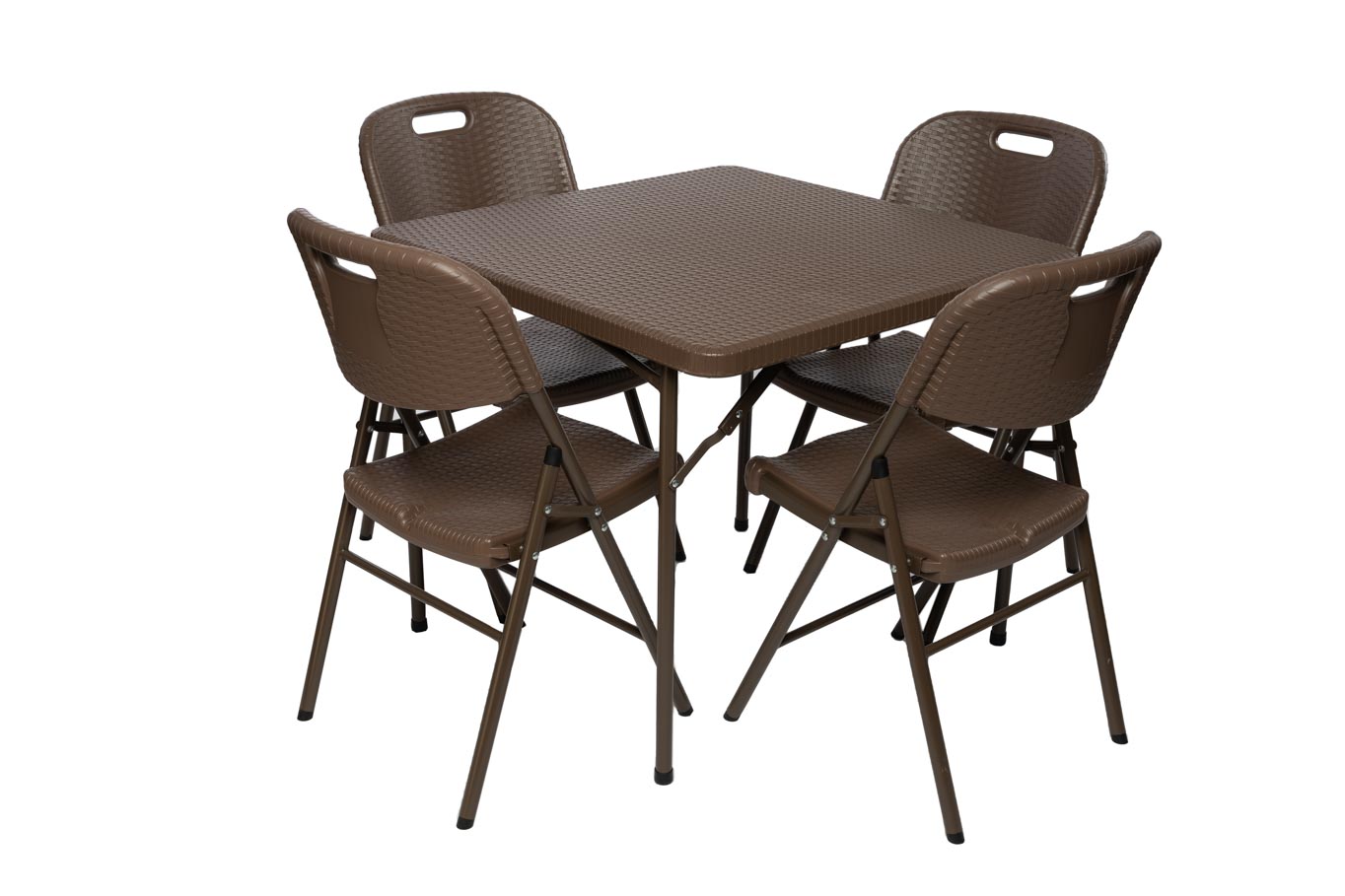 TENTino Záhradný set RATTAN - STÔL 86x86 + 4x STOLIČKA