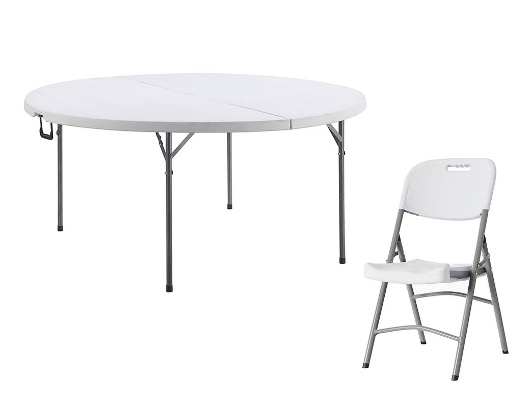TENTino SET - OKRÚHLY STÔL 180 POLENÝ + 10x STOLIČKA