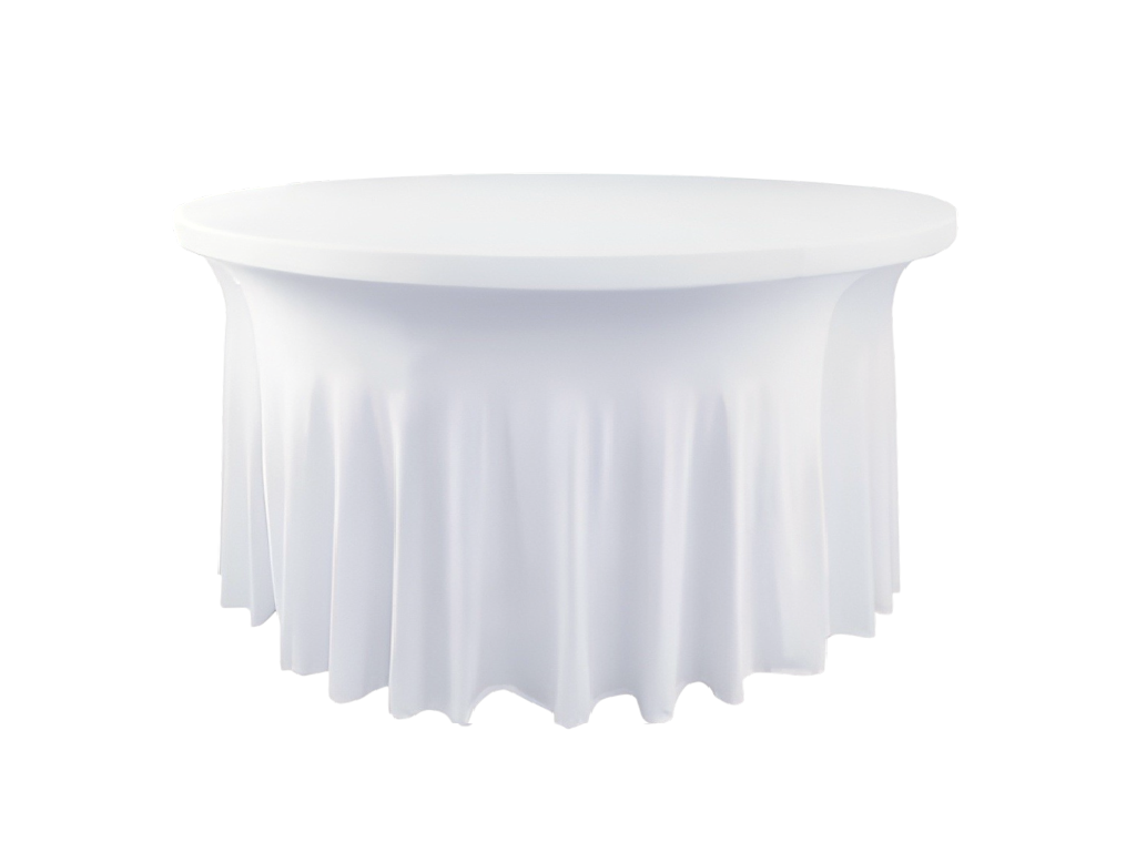 TENTino Elastický obrus SKIRTING na okrúhly stôl 180 cm Farba obrusu: BIELA / WHITE