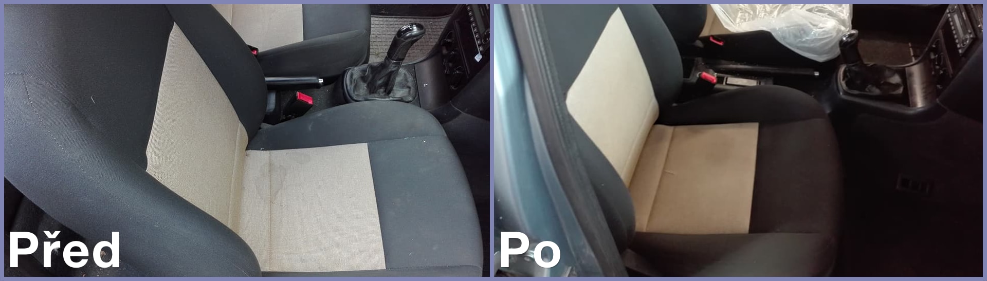 Vyčištěná sedačka spolujezdce