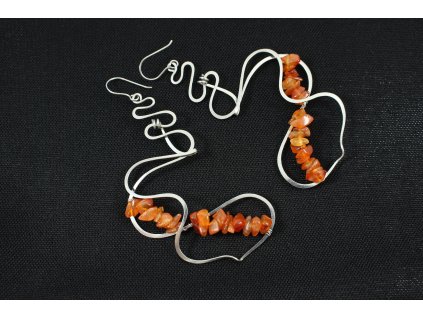 Dlouhé náušnice s karneolem "Při západu slunce"