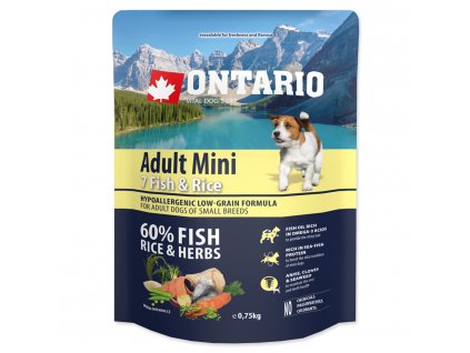 ONTARIO Dog Adult Mini Fish & Rice (0,75kg)
