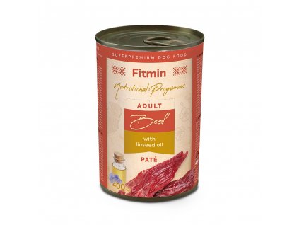 fnp dog tin beef with linseed oil 400g h L