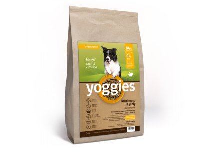 5kg Yoggies Krůtí maso&jáhly, granule lisované za studena s probiotiky