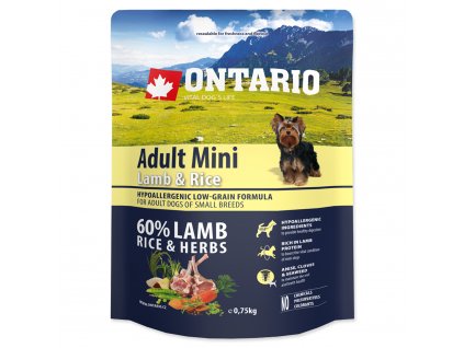 ONTARIO Dog Adult Mini Lamb & Rice (0,75kg)