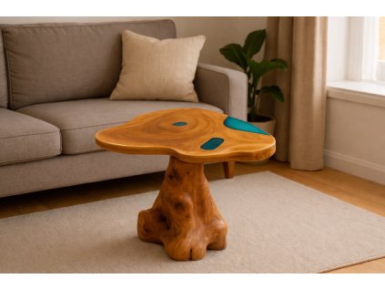 Stůl z teakového dřeva a epoxidu Timur