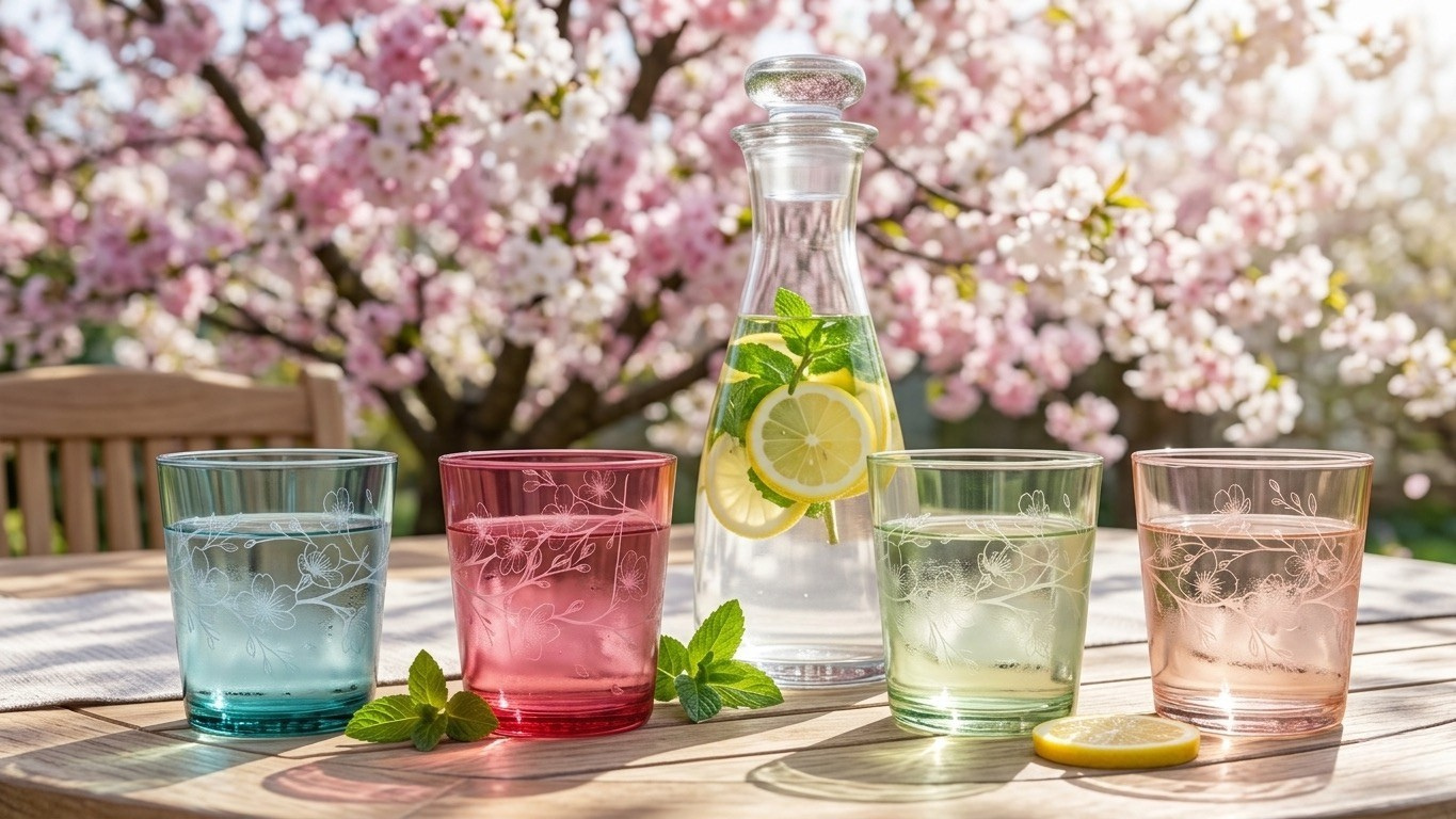 Sada sklenic s motivem sakura