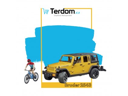 Bruder 2543 Jeep Wrangler Rubicon Unlimited s horským kolem a cyklistou