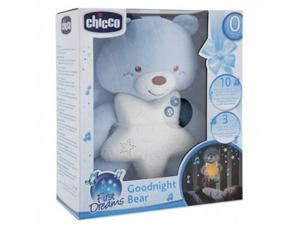 Chicco Medvídek modrý s noční lampičkou a melodiemi