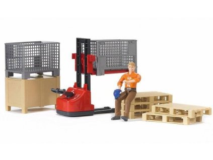 BRUDER 62200 Bworld Logistický set s figurkou Stavebního dělníka