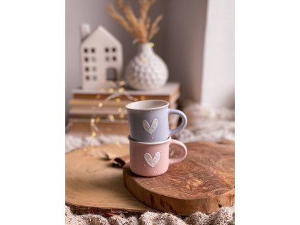 Hrnek BÍLÉ SRDCE modrý 70 ml