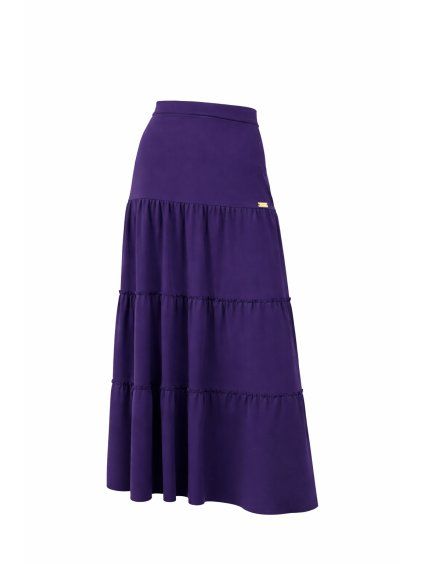Plum modrá vrstvená maxi sukně