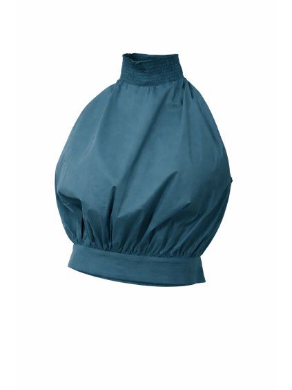 Teal halter top s elastickým lemem