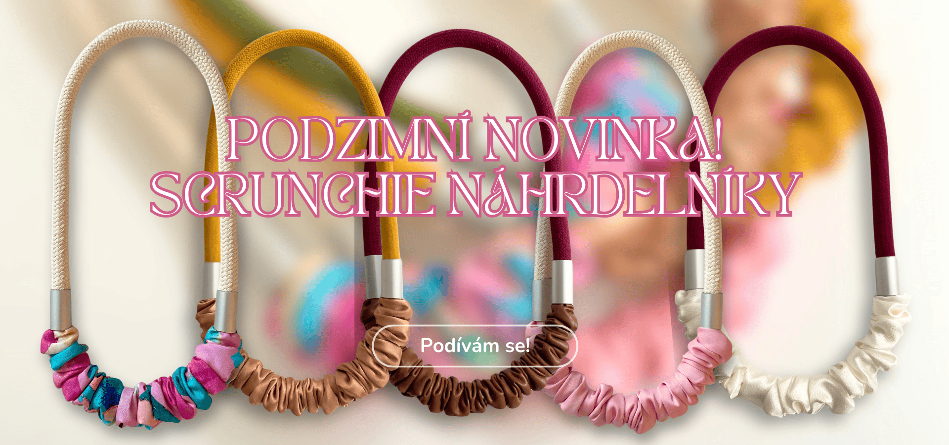 scrunchie lanový náhrdelník